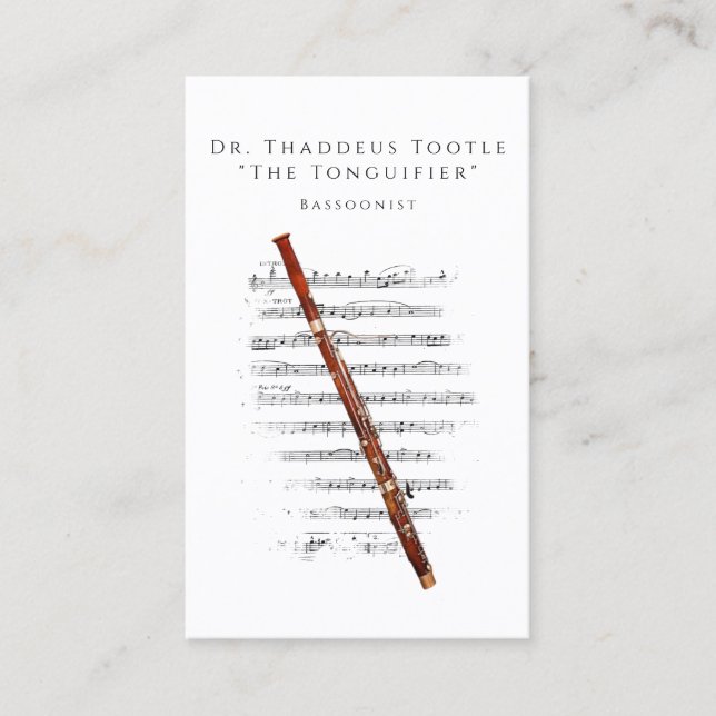 Professionell Bassoonist- och baskiska musiklärare Visitkort (Framsida)