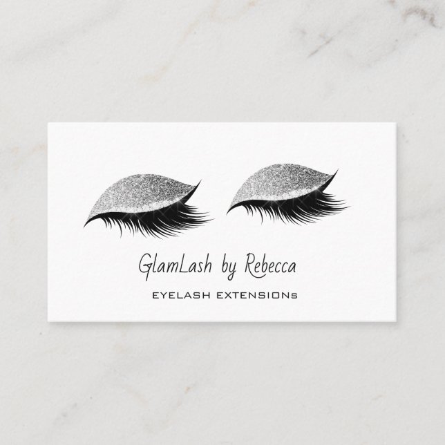 Professionell Beauty Eyelash Lash Glitter Silver Visitkort (Framsida)