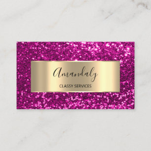 Professionell Beauty Hairdresser Glitter Rosa Guld Visitkort