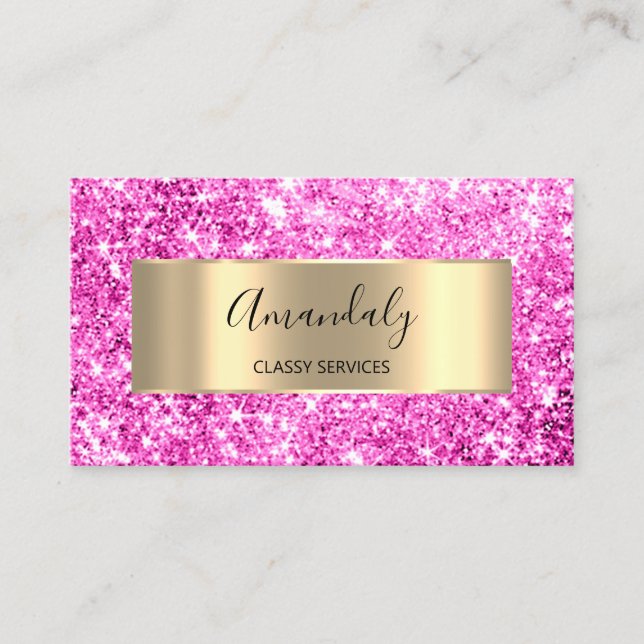Professionell Beauty Hairdresser Glitter Rosa Spar Visitkort (Framsida)