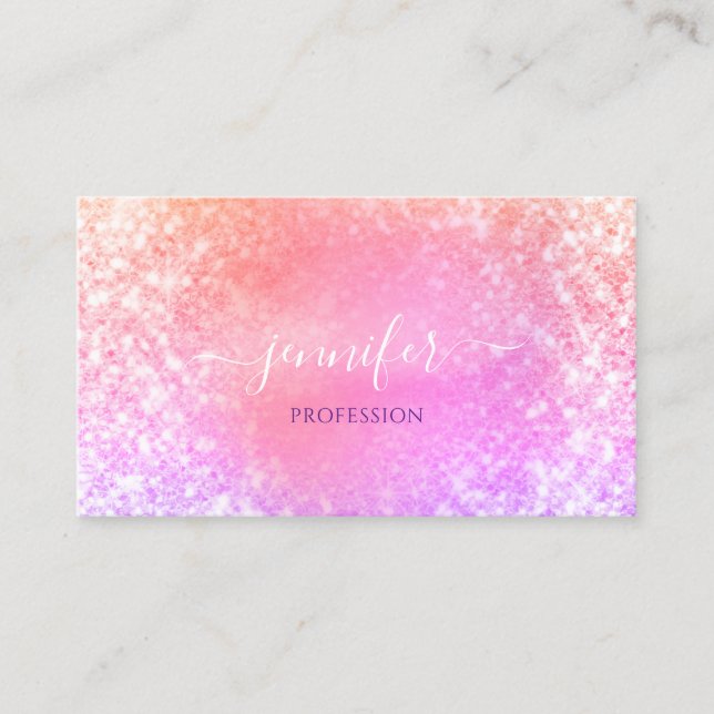 Professionell Beauty Holografiska Glitter Rosa Visitkort (Framsida)