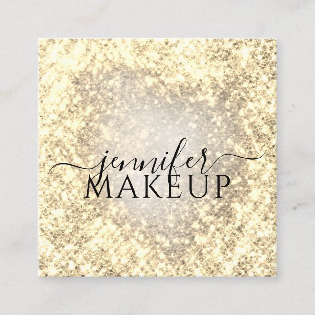 Professionell Beauty Makeup Beauty Glitter Golden Fyrkantigt Visitkort (Framsida)