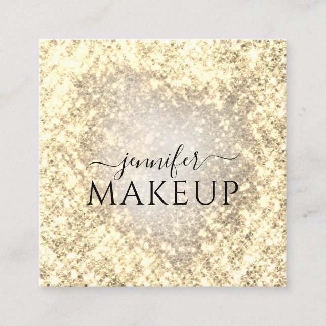 Professionell Beauty Makeup Beauty Glitter Guld Fyrkantigt Visitkort (Framsida)