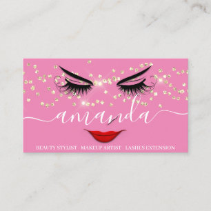 Professionell Beauty Makeup Guld Lash Red Läppar Visitkort