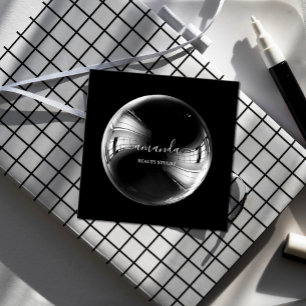 Professionell Beauty Makeup Logotyp Bubble Black Fyrkantigt Visitkort