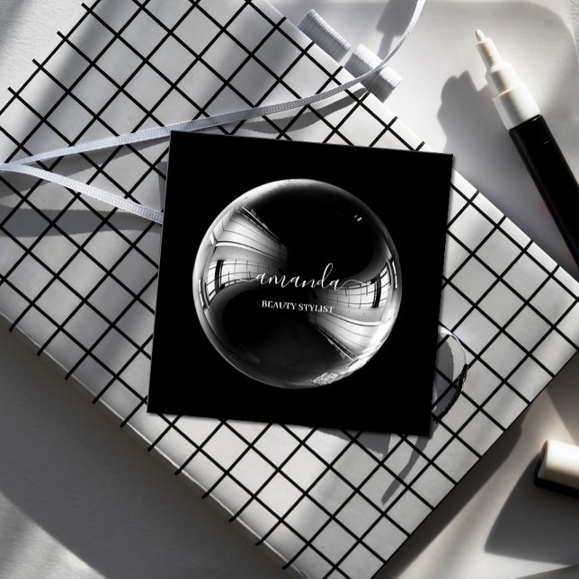 Professionell Beauty Makeup Logotyp Bubble Black Fyrkantigt Visitkort (Skapare uppladdad)