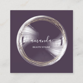 Professionell Beauty Makeup Logotyp Bubble Plum Fyrkantigt Visitkort