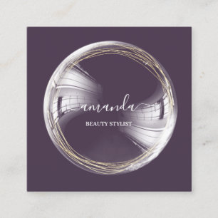 Professionell Beauty Makeup Logotyp Bubble Plum Fyrkantigt Visitkort