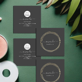 Professionell Beauty Makeup Logotyp Golden Ram Grå Fyrkantigt Visitkort