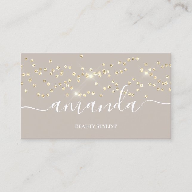 Professionell Beauty Makeup Logotyp Guld Confetti  Visitkort (Framsida)
