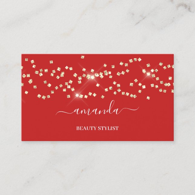 Professionell Beauty Makeup Logotyp Guld Confetti  Visitkort (Framsida)