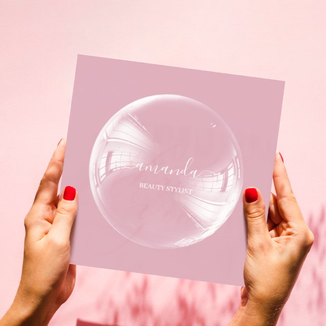 Professionell Beauty Makeup Logotyp Ro Bubble Fyrkantigt Visitkort (Skapare uppladdad)
