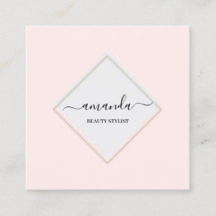 Professionell Beauty Makeup Logotyp Rosa MInimalis Fyrkantigt Visitkort