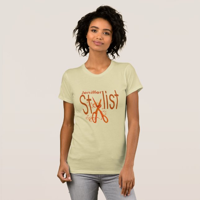 Professionell Beauty Salon Hair Stylist Sissor T-shirt (Hel framsida)