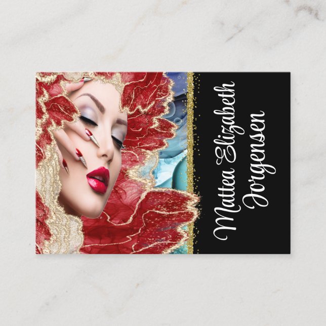 Professionell Beauty Salon Nail Art Visitkort (Framsida)