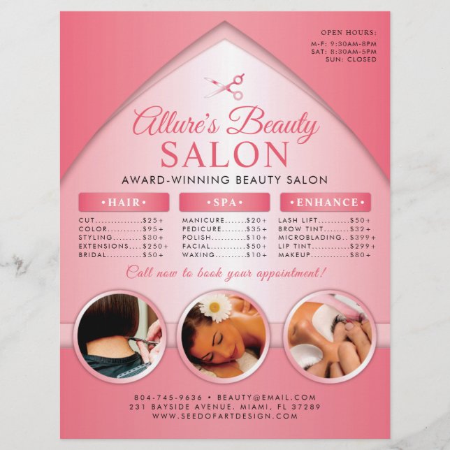 Professionell Beauty Salon Pris List Flyer (Framsidan)