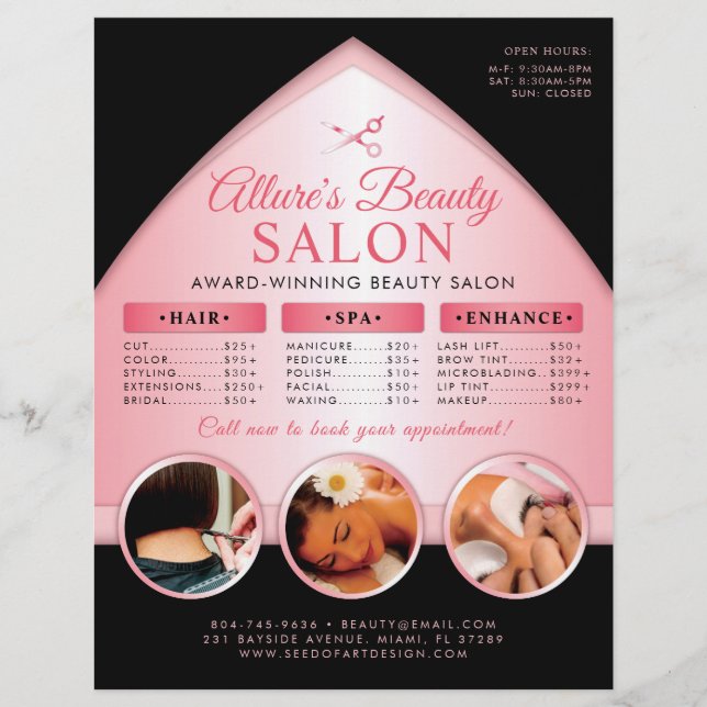 Professionell Beauty Salon Pris List Flyer (Framsidan)
