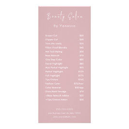 Professionell Beauty Salon Pris List Services Reklamkort