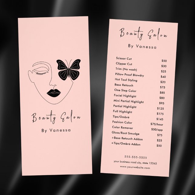Professionell Beauty Salon Pris List Services Reklamkort (Skapare uppladdad)