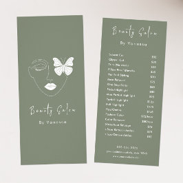 Professionell Beauty Salon Pris List Services Reklamkort