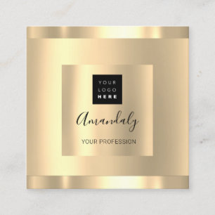 Professionell Beauty Studio Hair Salon Guld Logoty Fyrkantigt Visitkort
