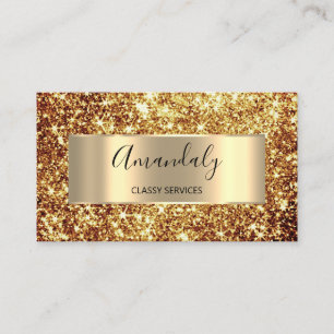 Professionell Beauty StudioHairdresser Glitter Gul Visitkort