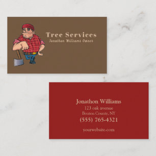 Professionell Beige & Red Träd Service Guy Busines Visitkort