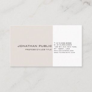 Professionell Beige White Elegant Artistic Plain Visitkort