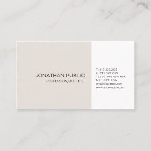 Professionell Beige White Elegant Artistic Plain Visitkort