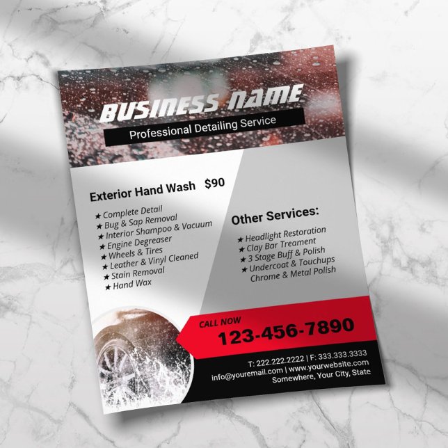 Professionell bil tvätt auto detaljer rengöring flygblad (Skapare uppladdad)