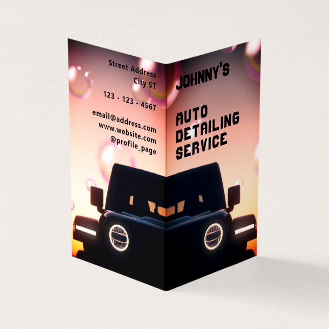 Professionell bil vid skymbild visitkort (Utsida)