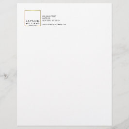 Professionell Black and Faux Guld Square Logotyp Brevhuvud