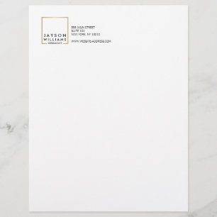 Professionell Black and Faux Guld Square Logotyp Brevhuvud