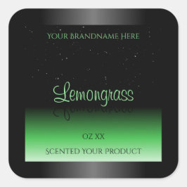 Professionell Black and Grönt Product Label Glitte Fyrkantigt Klistermärke