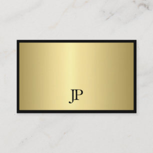 Professionell Black and Guld Monogrammed Plain Gla Visitkort