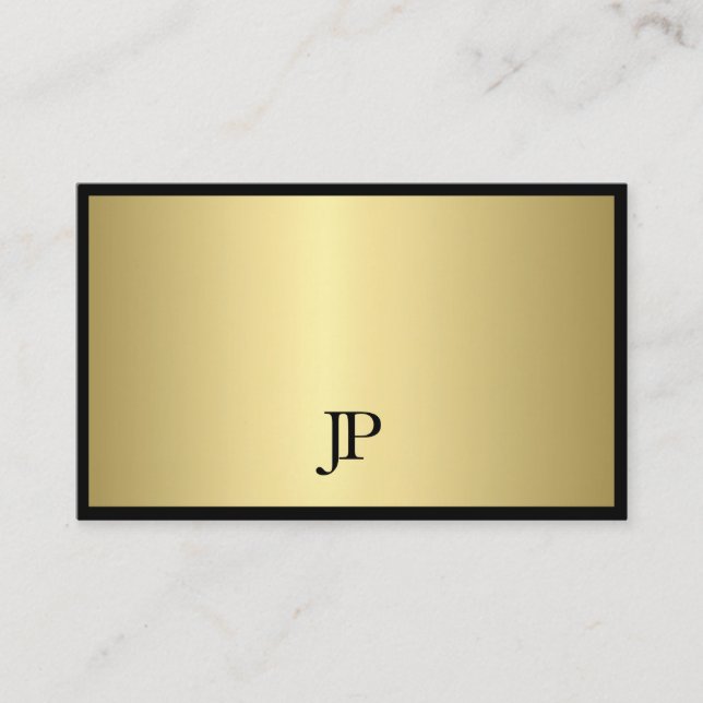Professionell Black and Guld Monogrammed Plain Gla Visitkort (Framsida)