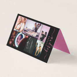 Professionell Black and Rosa Namnteckning 6 foton Visitkort