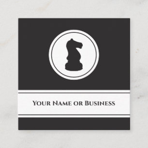 Professionell Black and White Chess Biet Knight Fyrkantigt Visitkort