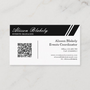 Professionell Black and White Company Logotyp QR-k Visitkort