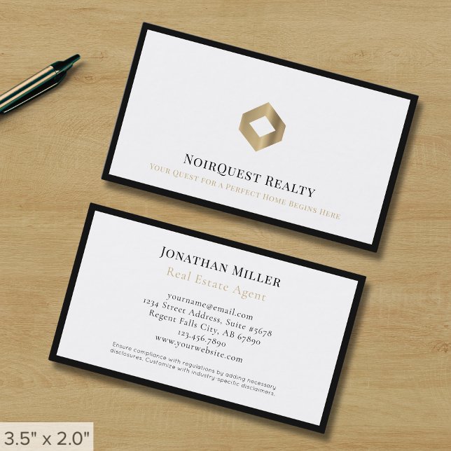 Professionell Black and White Luxury Logotyp Visitkort (Skapare uppladdad)