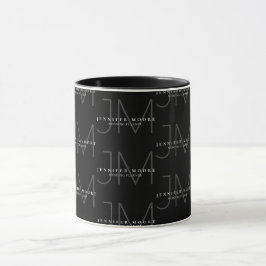 Professionell Black and White Monogram Mönster Mugg