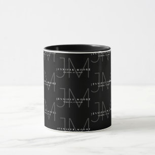 Professionell Black and White Monogram Mönster Mugg