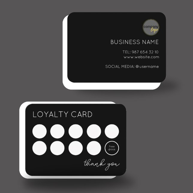 PROFESSIONELL BLACK BUSINESS LOGOTYP 10 LOYALTY CA LOJALITETSKORT (Skapare uppladdad)