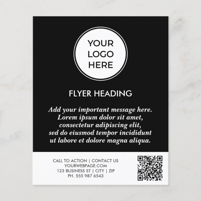 Professionell Black Business Logotyp QR-kodmall Flygblad (Framsidan)