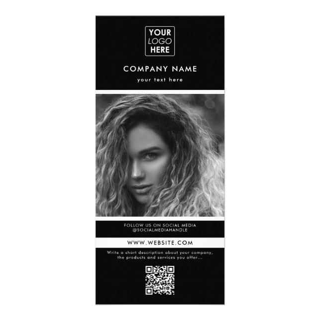 Professionell Black Business Promotive Photo Reklamkort (Framsidan)