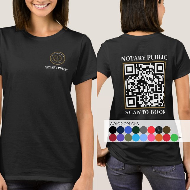 Professionell Black Company QR-kod Notary Business T Shirt (Skapare uppladdad)
