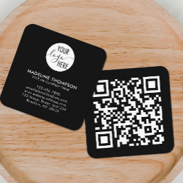 Professionell Black Generic Company Logotyp QR-kod Fyrkantigt Visitkort