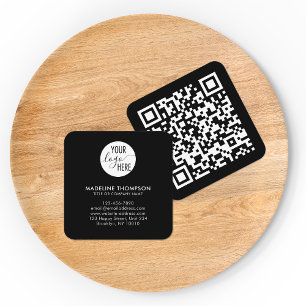 Professionell Black Generic Company Logotyp QR-kod Fyrkantigt Visitkort