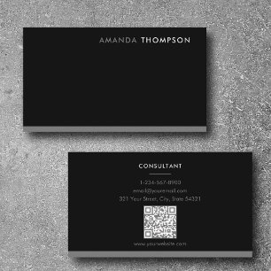 Professionell Black Grått enkel minimal QR-kod Visitkort