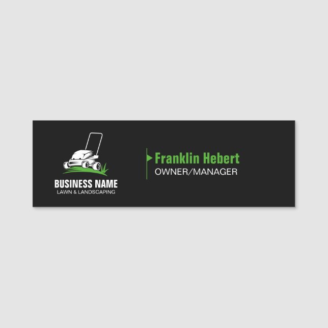 Professionell Black Grönt Gräsmatta Care & Landsca Namnbricka (Framsida)
